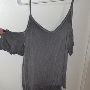 AEO soft & sexy gray cold shoulder top size L